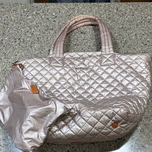 MZ WALLACE Quilted Metallic Tote Bag - Blush Pink Rose Gold